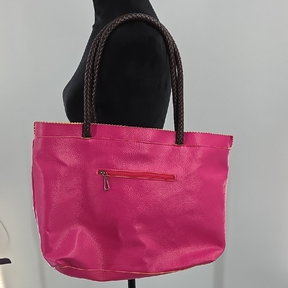 Vibrant Pink Tote with Floral Charms - Picture 15 of 16